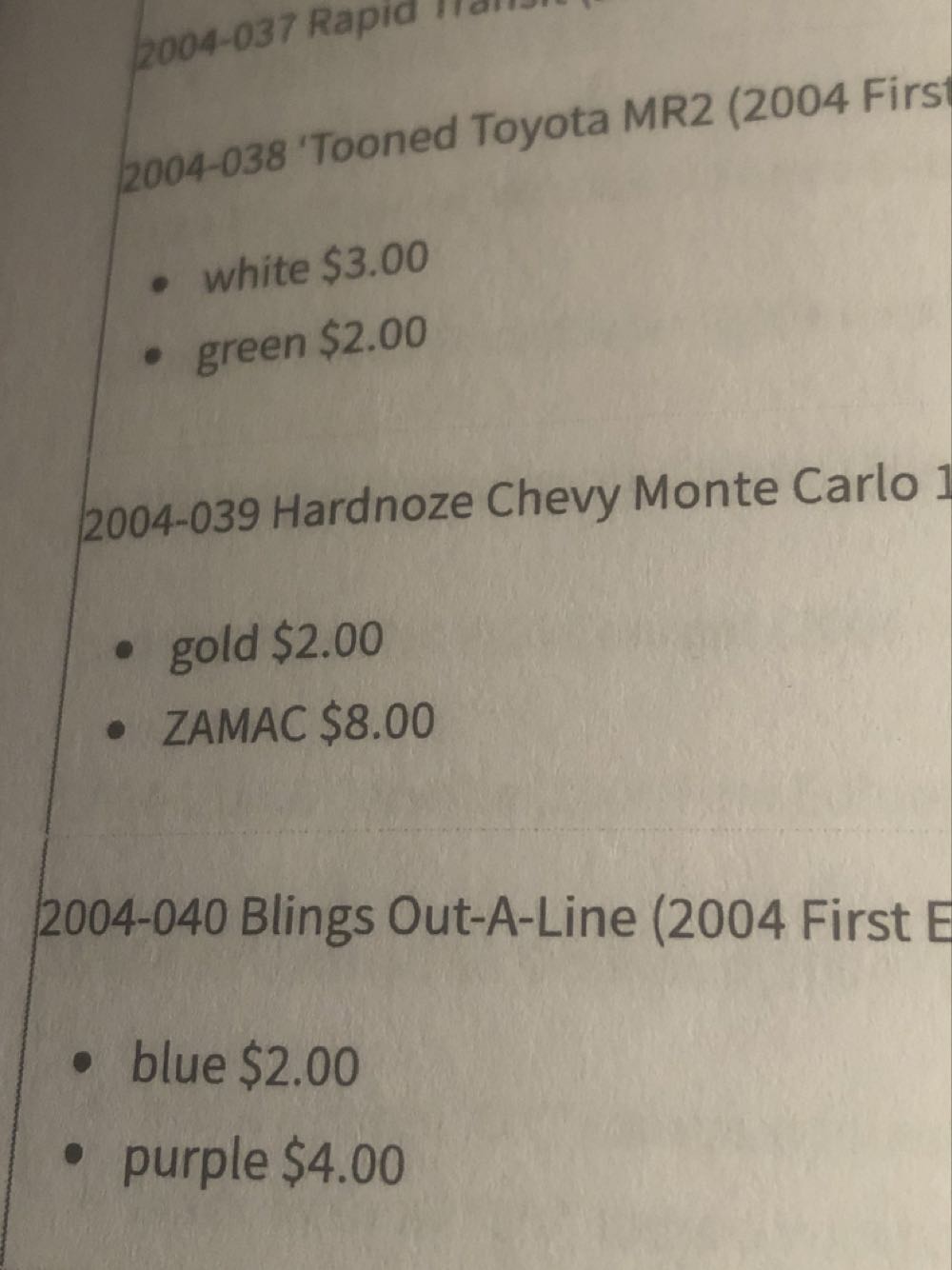 Hardnoze Chevy Monte Carlo 1974 - 2004-FIRST EDITIONS®️ toy car collectible - Main Image 3