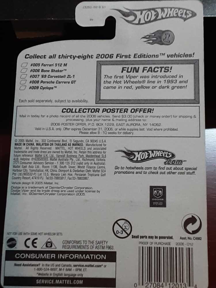 Dodge Viper Coupe 2006 - First Editions toy car collectible - Main Image 3