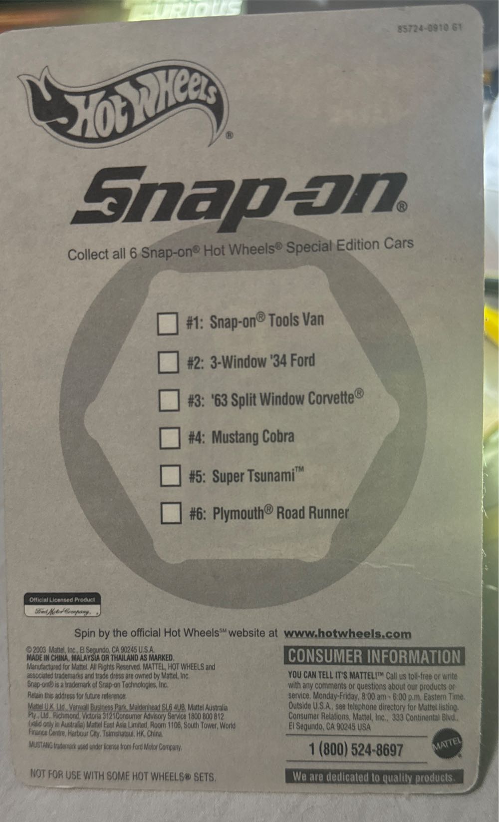 Snap On Mustang Cobra - Snap On Special Edition toy car collectible - Main Image 2