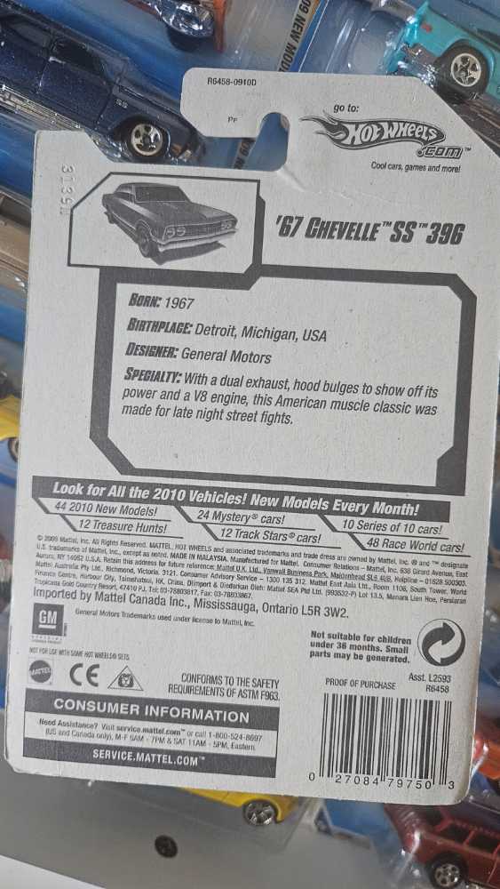 44/44 ‘67 Chevelle SS 396 - 2010 - HW New Models ‘10 toy car collectible - Main Image 2