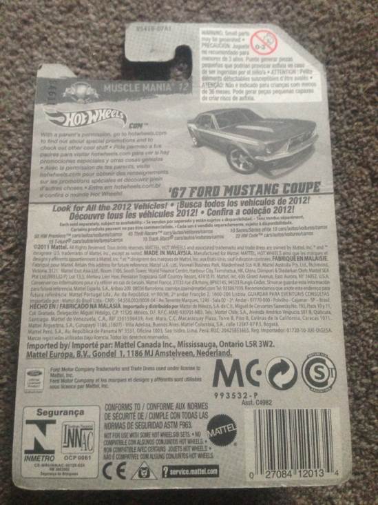 ‘67 Ford Mustang Coupe - 2012 - Muscle Mania - Ford toy car collectible - Main Image 2