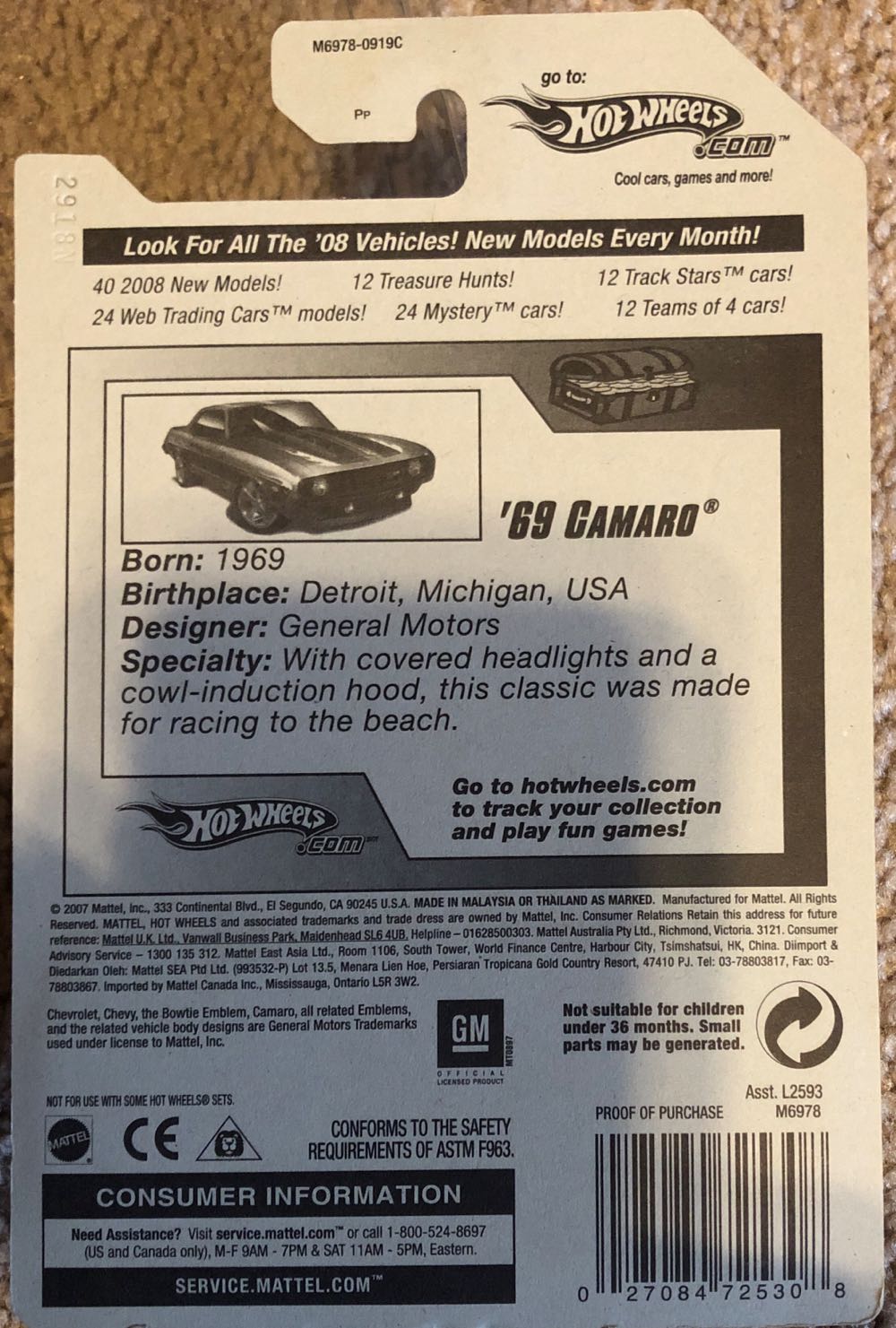 ‘69 Camaro TH - 2008 Reg Treasure Hunt Series toy car collectible - Main Image 3