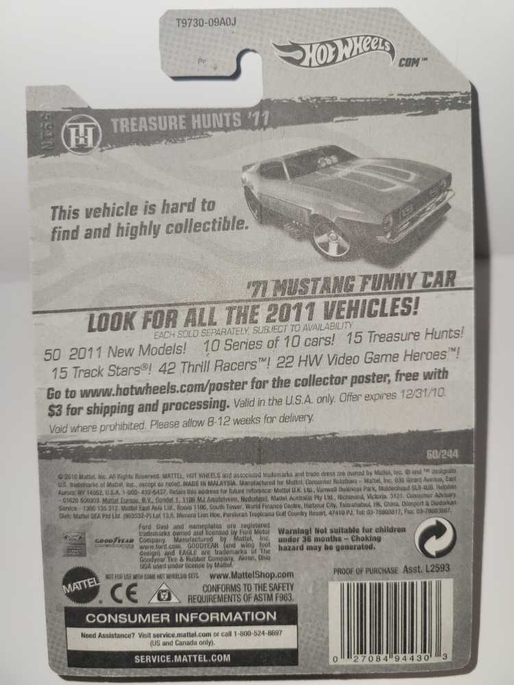 ’71 Mustang Funny Car - Treasure Hunts ’11 toy car collectible - Main Image 4