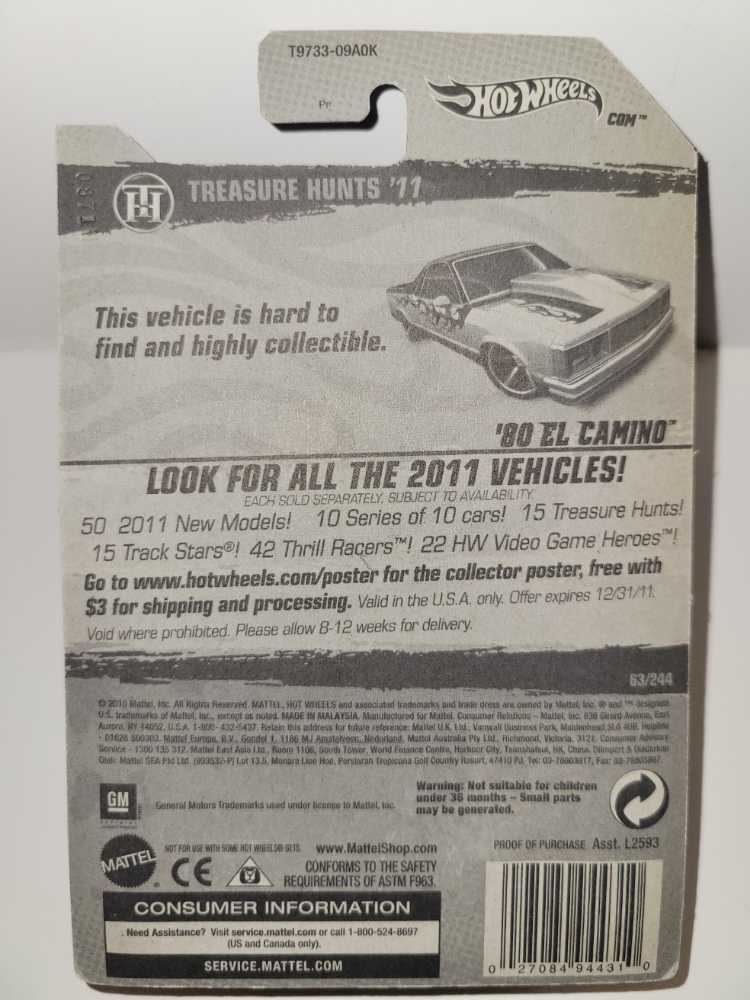 ’80 El Camino - Treasure Hunts ’11 toy car collectible - Main Image 4