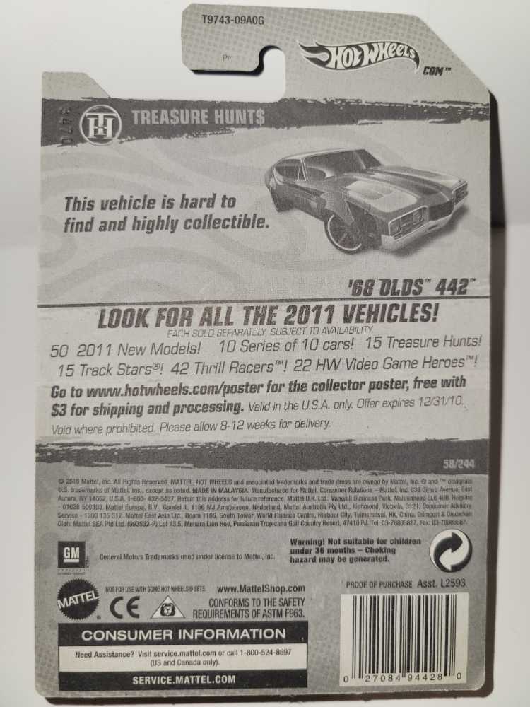’68 Olds 442 - Trea$ure Hunt$ ’11 toy car collectible - Main Image 4