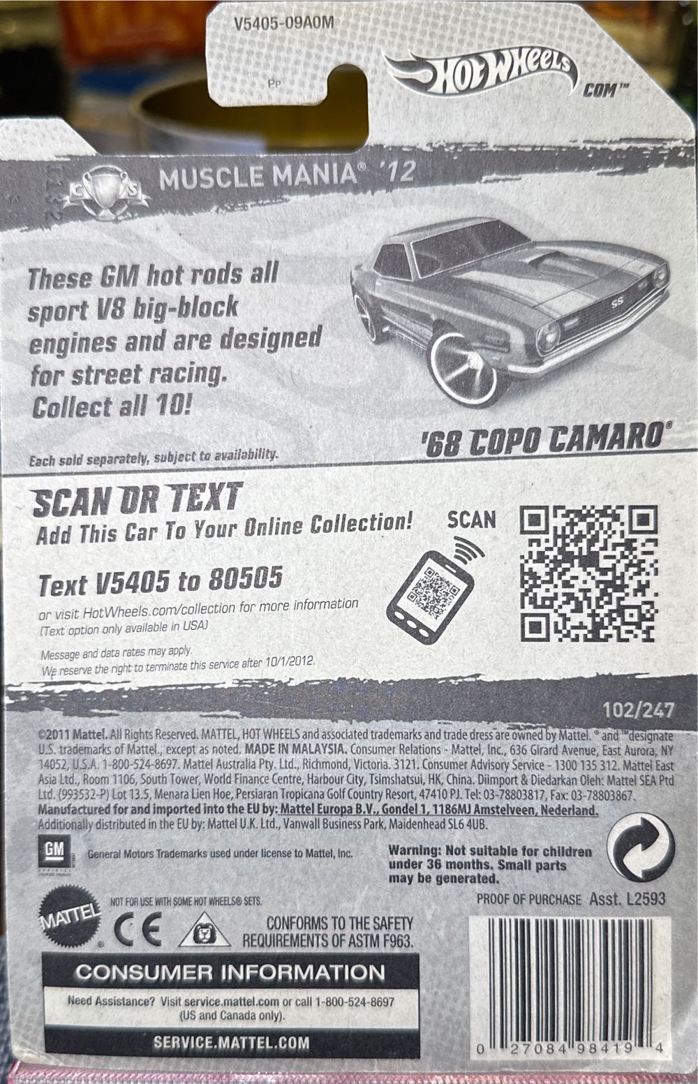 Hot Wheels COPO Camaro ‘68 - HW Muscle Mania toy car collectible - Main Image 3