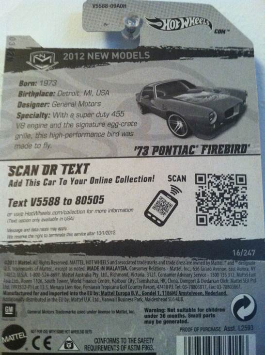 ‘73 Pontiac Firebird - 2012 New Models toy car collectible - Main Image 2