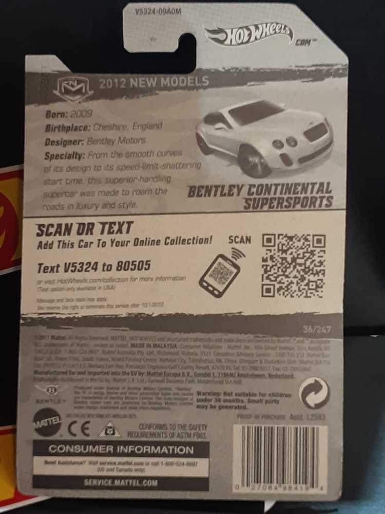 Bentley Continental Supersports - 2012 New Models toy car collectible - Main Image 3