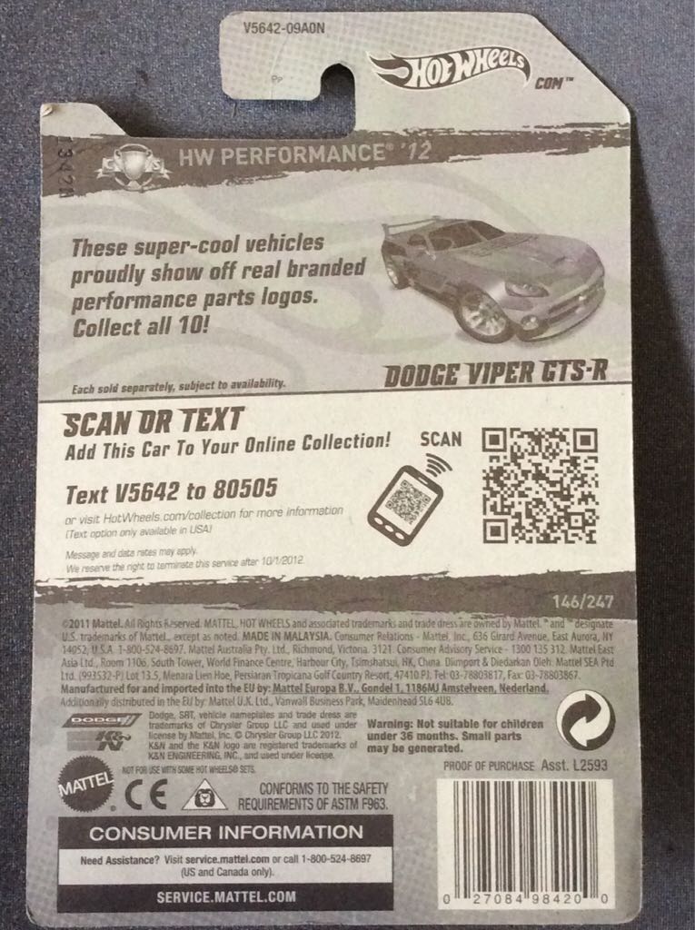 Dodge Viper GTS-R - HW Performance ’12 toy car collectible - Main Image 2