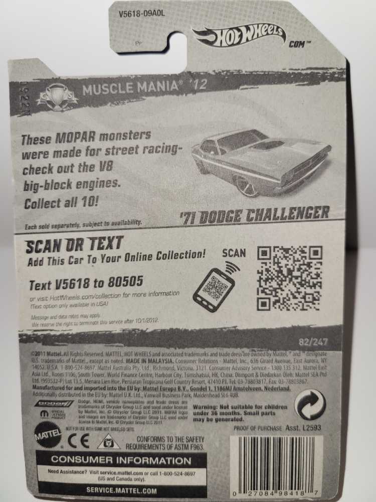 ’71 Dodge Challenger - Muscle Mania - Mopar ’12 toy car collectible - Main Image 4