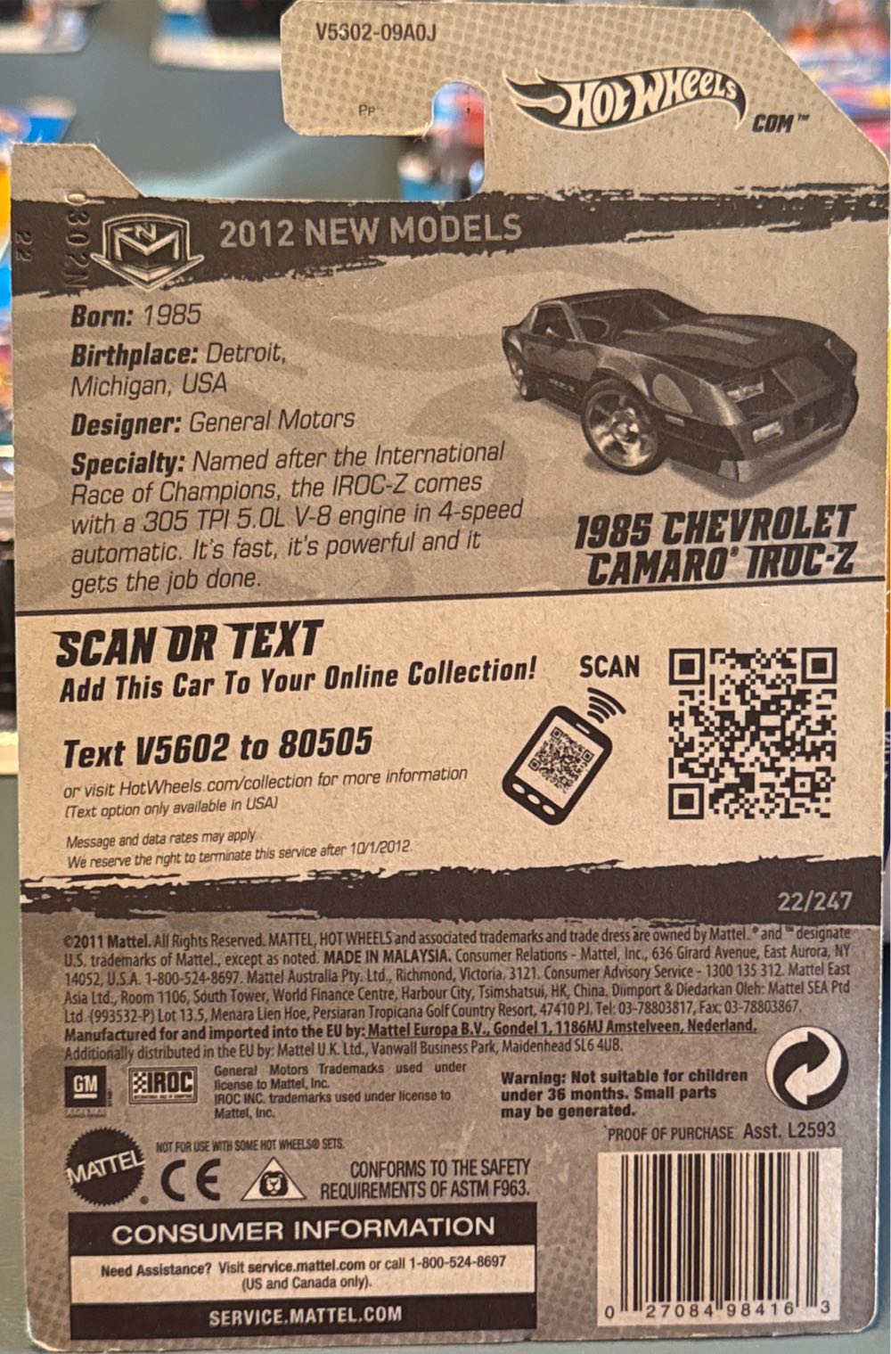 1989 Chevrolet Camaro Iroc-Z - 2012 New Models toy car collectible - Main Image 3