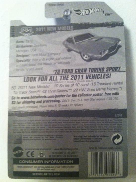 ’72 Ford Grand Torino Sport - 2011 New Models toy car collectible - Main Image 2