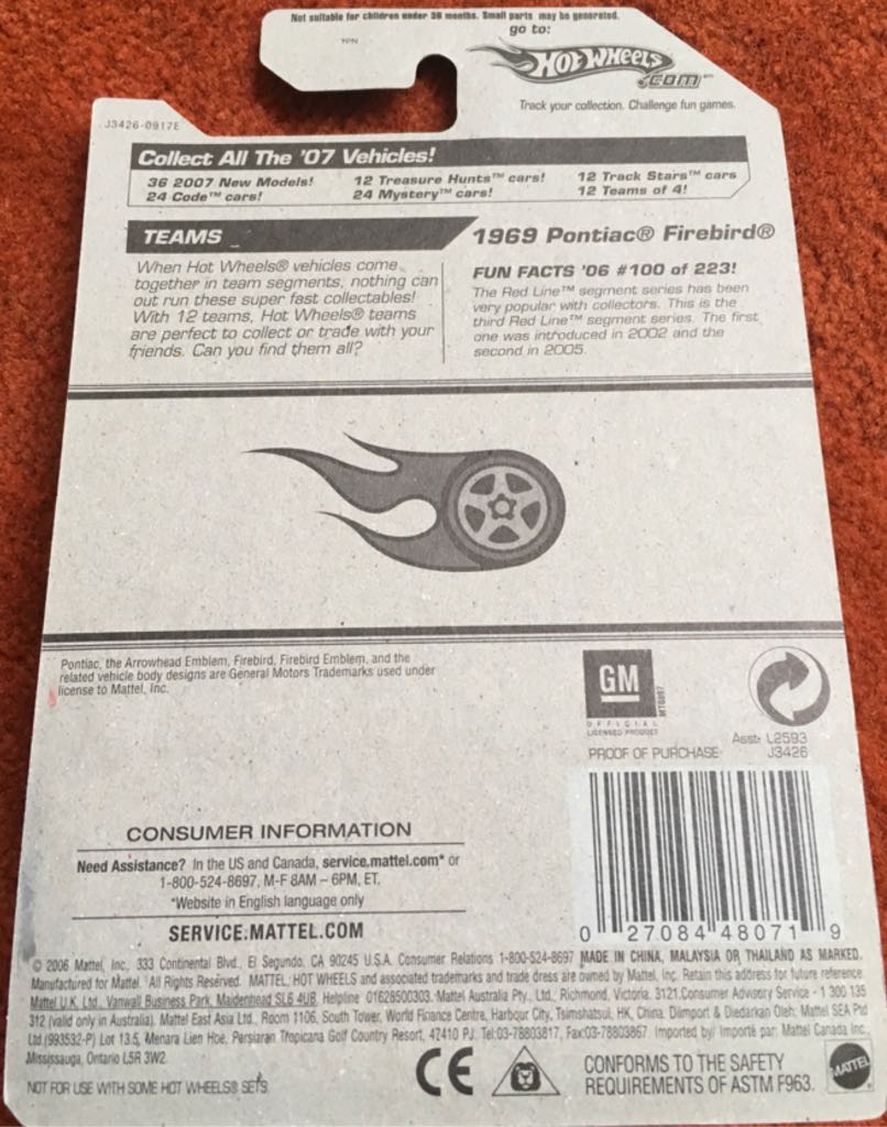 1969 Pontiac Firebird - Red Line Series toy car collectible - Main Image 2
