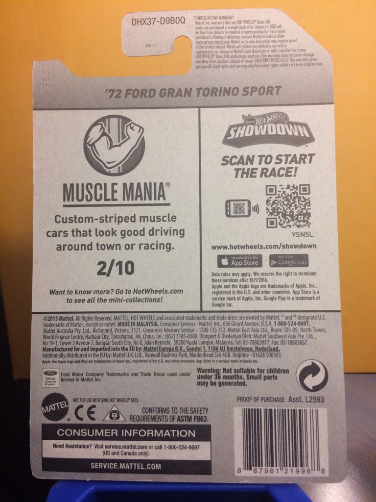 ’72 Ford Gran Torino Sport - ’16 Muscle Mania toy car collectible - Main Image 2