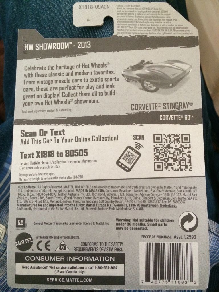Corvette Stingray - 2013 HW Showroom - Corvette 60th toy car collectible - Main Image 2
