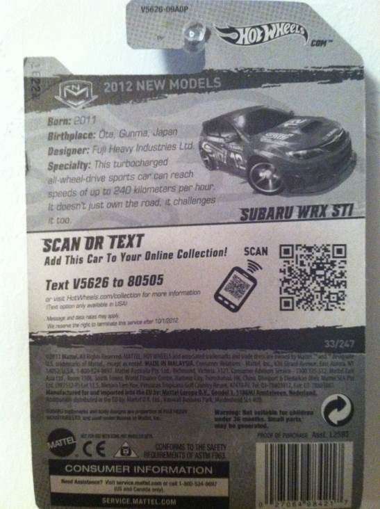 2011 Subaru WRX STI - 2012 New Models toy car collectible - Main Image 2