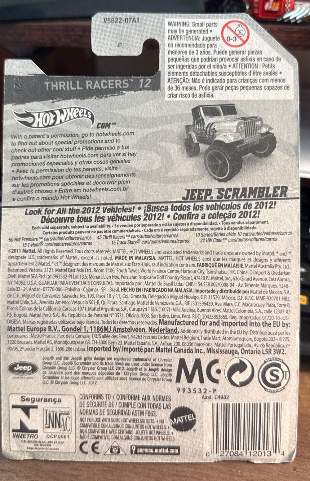 Jeep Scrambler - 2012 Thrill Racer - Prehistoric toy car collectible - Main Image 3