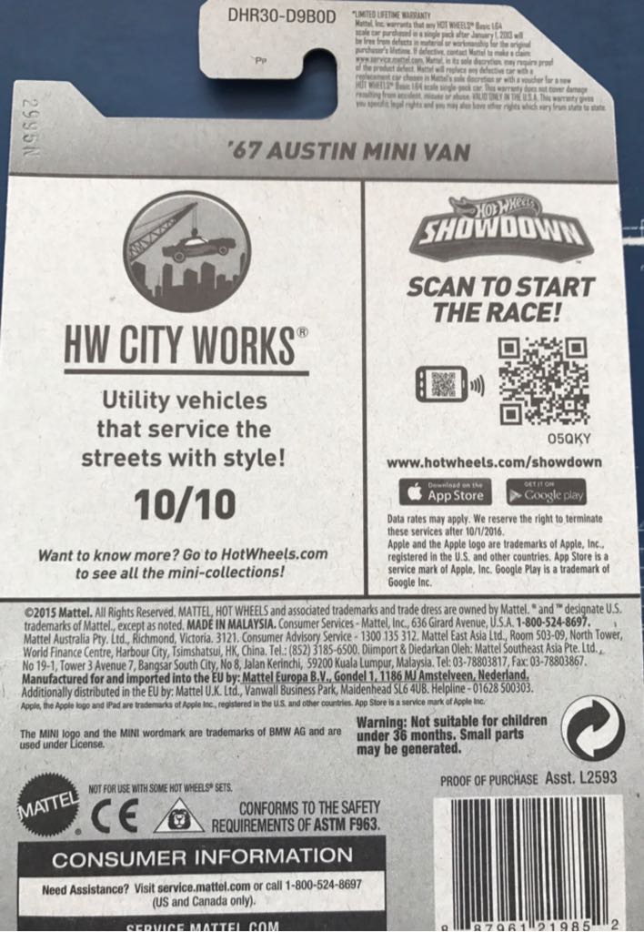 ’67 Austin Mini Van - HW City Works toy car collectible - Main Image 2