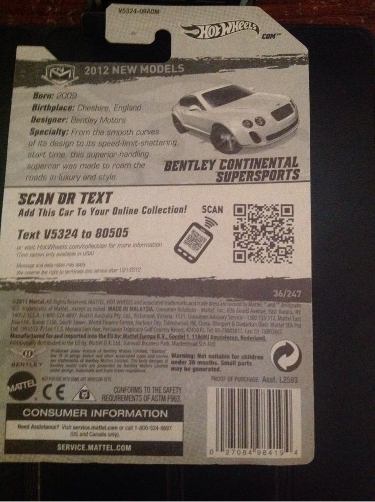 Bently Continental Supersports - 2012 New Models toy car collectible - Main Image 2