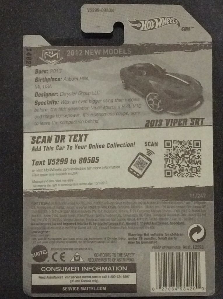 ’13 SRT Viper - Factory 500 H.P. toy car collectible - Main Image 2