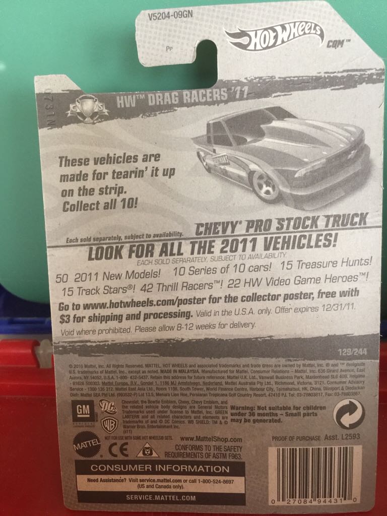 Chevy Pro Stock Truck - HW Drag Racers ’11 toy car collectible - Main Image 2