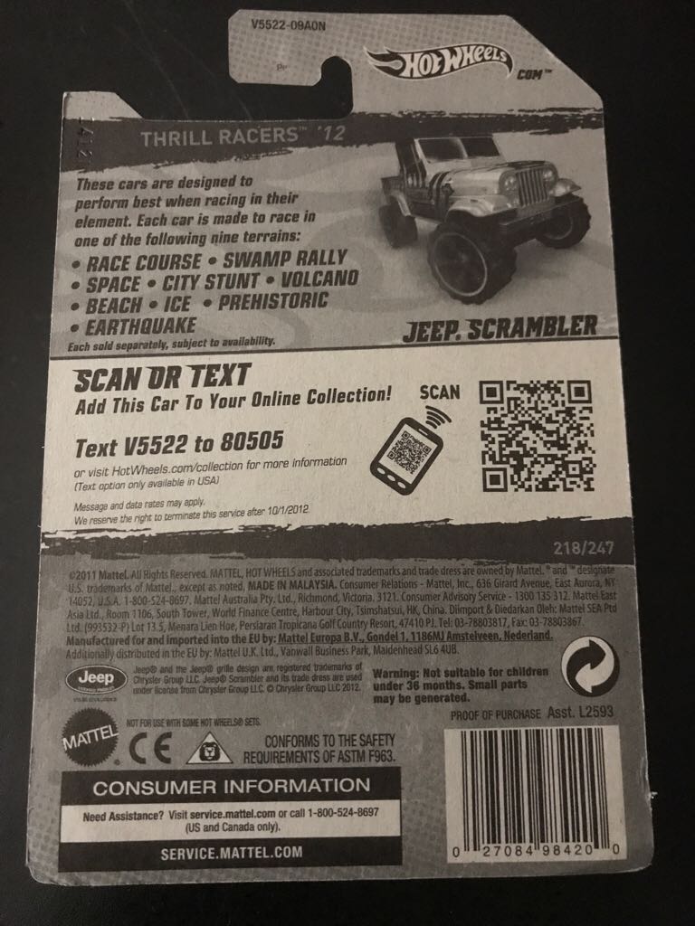 Jeep Scrambler - Thrill Racers - Prehistoric ’12 toy car collectible - Main Image 2