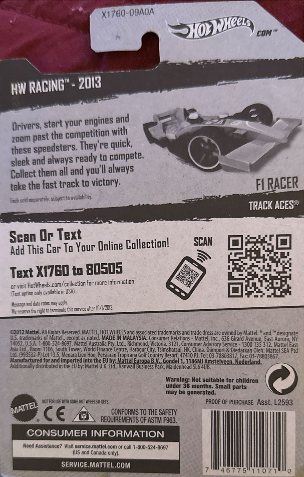 F1 Racer - 2013 HW Racing - Track Aces toy car collectible - Main Image 4