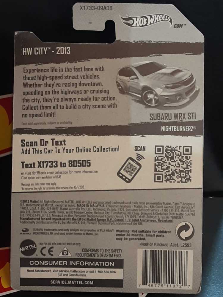 Subaru WRX STI - HW City toy car collectible - Main Image 2