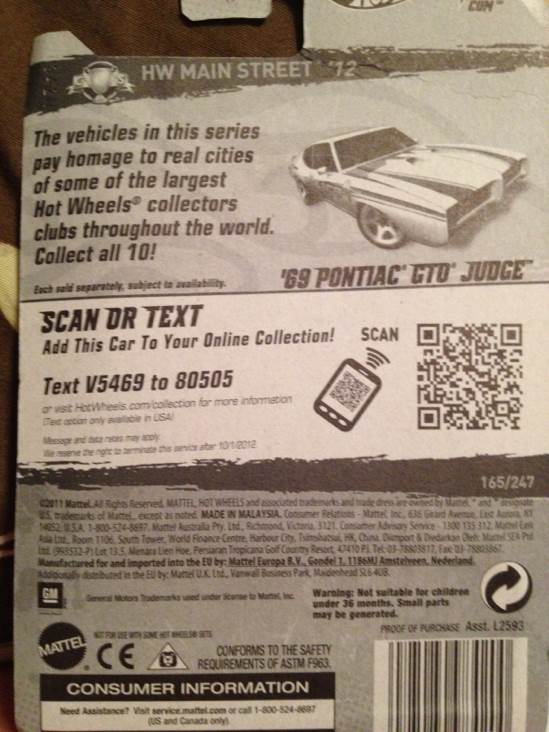 ’69 Pontiac GTO Judge - 2012 - HW Main Street toy car collectible - Main Image 2