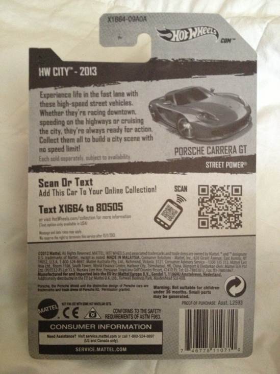 Porsche Carrera Gt - HW City Street Power toy car collectible - Main Image 2