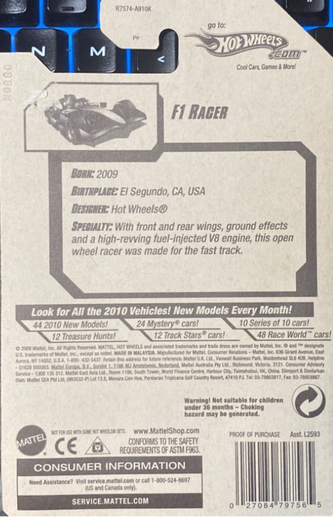 F1 Racer - 2010 HW Racing toy car collectible - Main Image 2