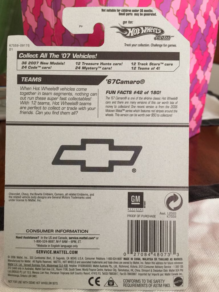 Camaro 1967 - HW Camaro toy car collectible - Main Image 2