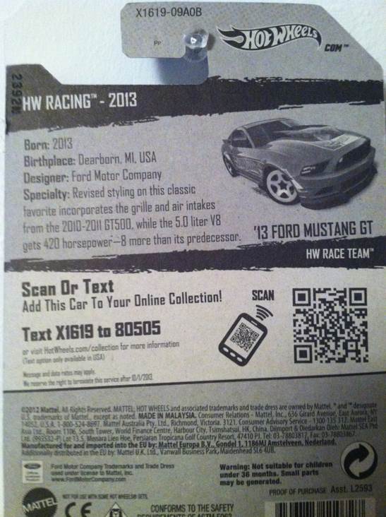 Ford Mustang GT - HW Racing - HW Race Team toy car collectible - Main Image 2