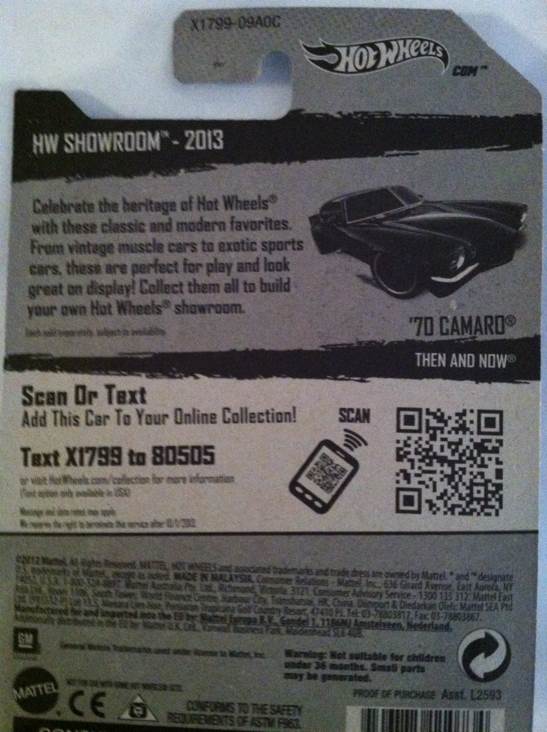 ’70 Camaro - HW Showroom toy car collectible - Main Image 2