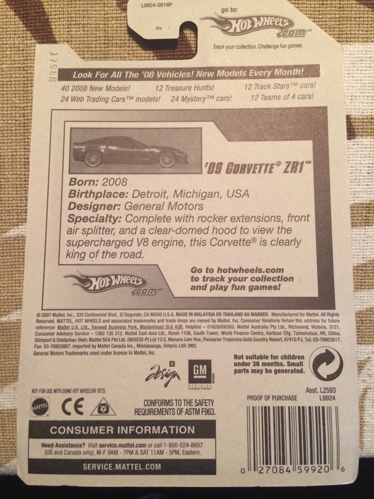 2009 Chevrolet Corvette ZR1 - 2008 New Models toy car collectible - Main Image 2