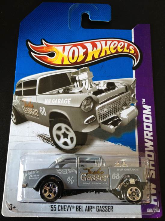 ’55 Chevy Bel Air Gasser Error - HW Showroom toy car collectible - Main Image 1