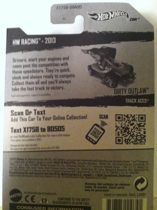 Dirty Outlaw - 2013 HW Racing - Track Aces toy car collectible - Main Image 2