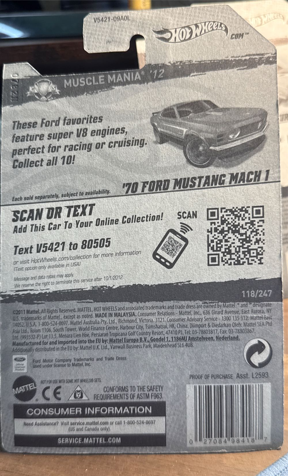 ’70 Ford Mustang Mach 1 - Muscle Mania - Ford ’12 toy car collectible - Main Image 3