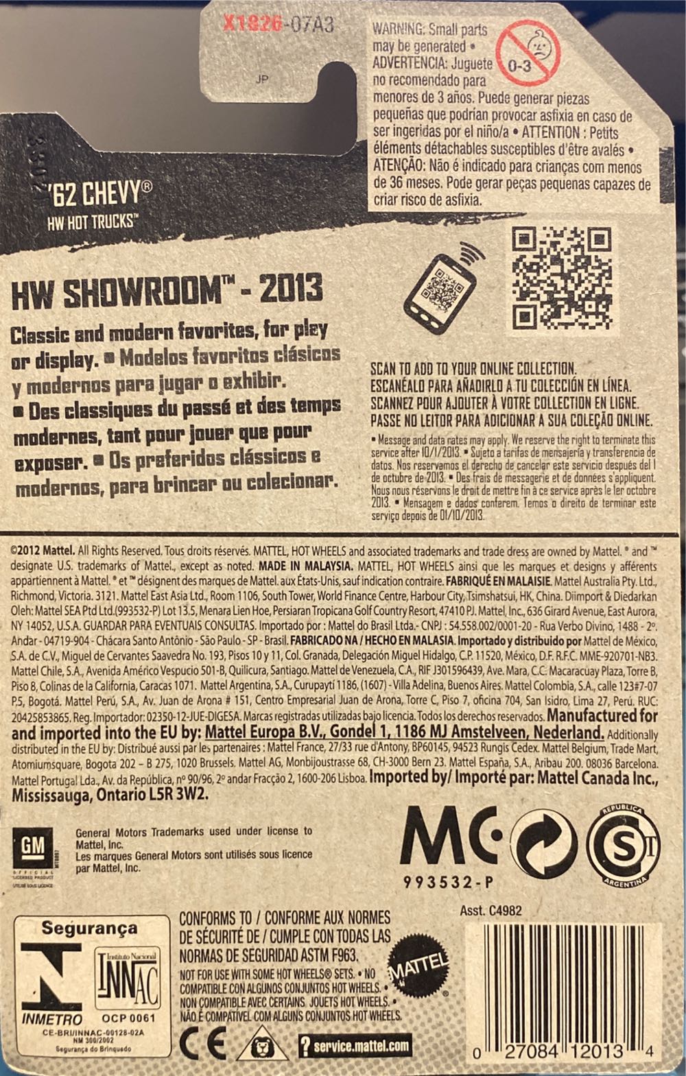 ’62 Chevy - ‘13 HW Showroom - Hot Trucks toy car collectible - Main Image 3