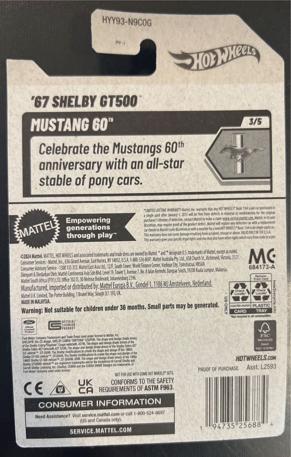 1967 Shelby GT500 - HW Premiere toy car collectible - Main Image 2