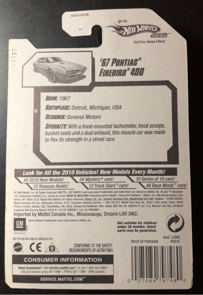 Pontiac ‘67 Firebird 400 - 2010 New Models toy car collectible - Main Image 2