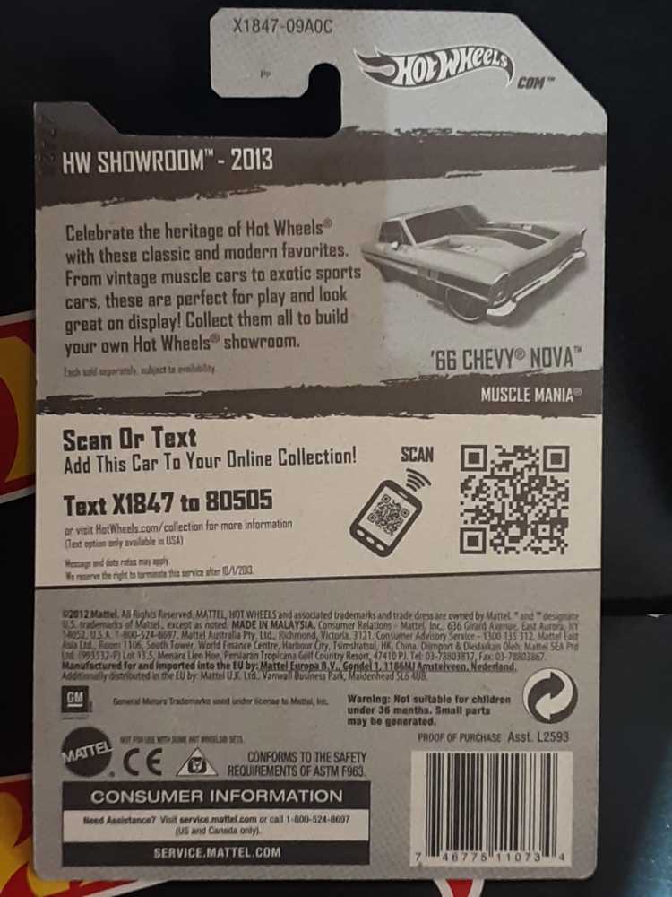 ’66 Chevy Nova (Lnm) - Hot Wheels toy car collectible - Main Image 2
