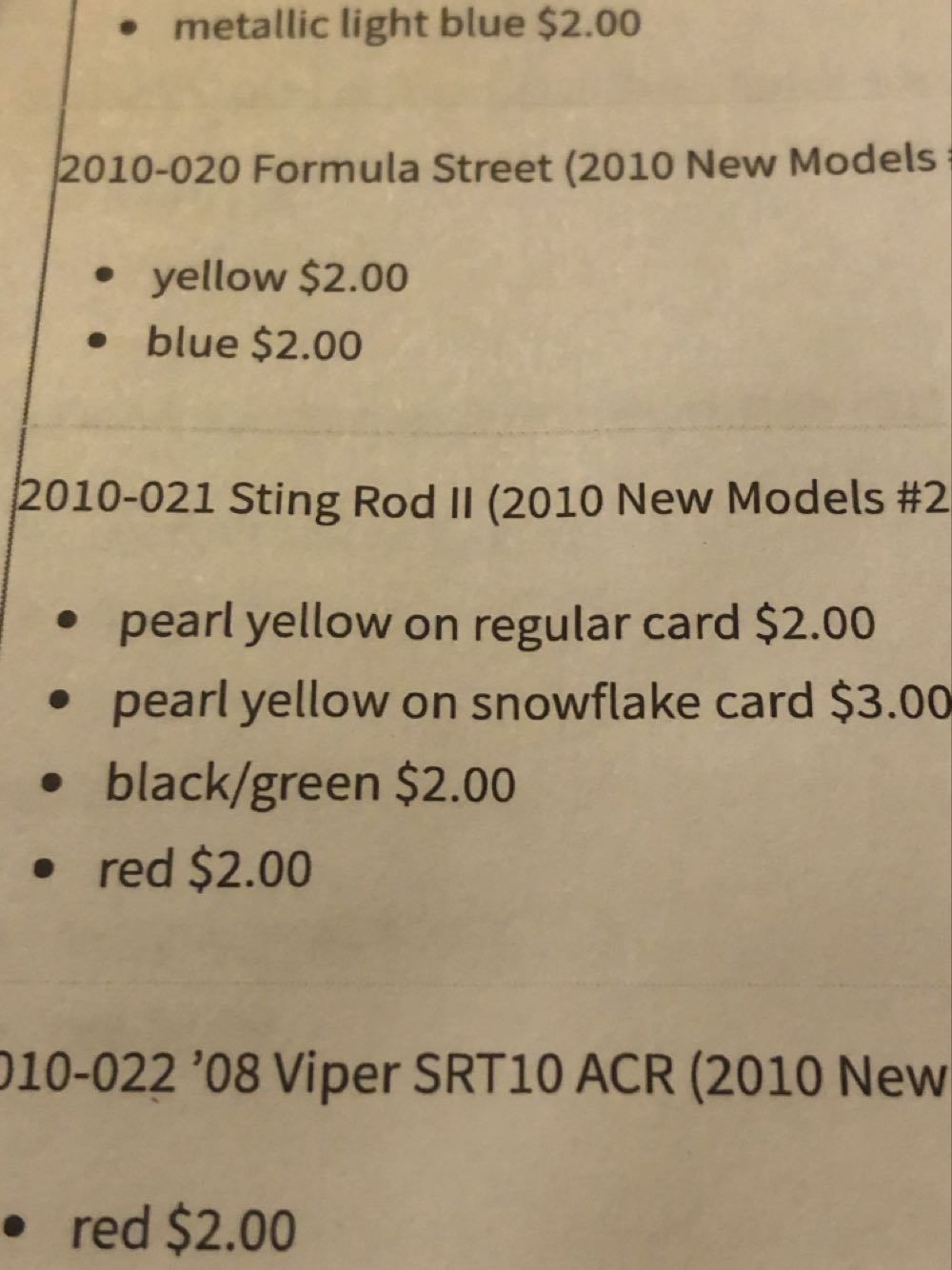 Sting Rod II - New Models 2010 toy car collectible - Main Image 3