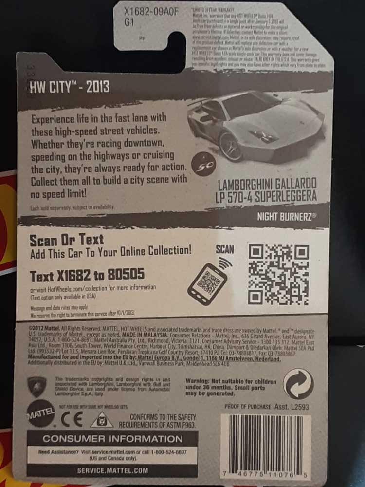 Lamborghini Gallardo Lp 570-4 Superleggera - HW Nightburnerz toy car collectible - Main Image 2