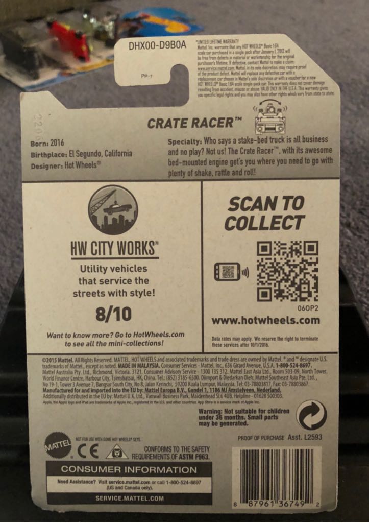 Crate Racer - HW City Works toy car collectible - Main Image 2