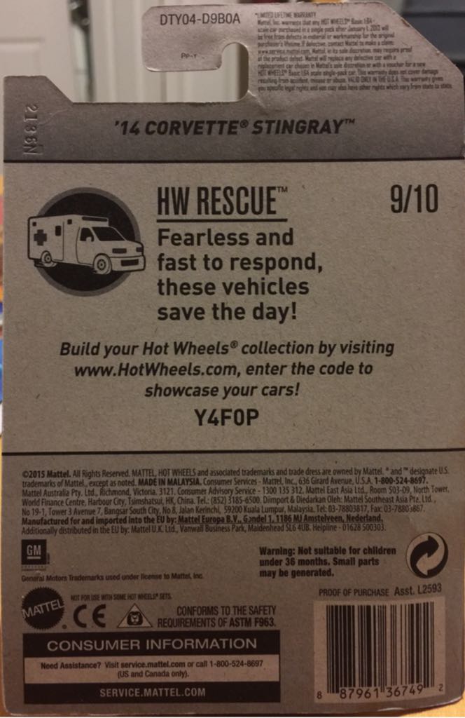 2014 Corvette - HW Rescue toy car collectible - Main Image 2