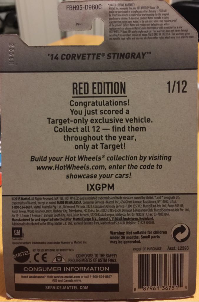 2014 Corvette Stingray FBH95-D9B0C - Red Edition toy car collectible - Main Image 2
