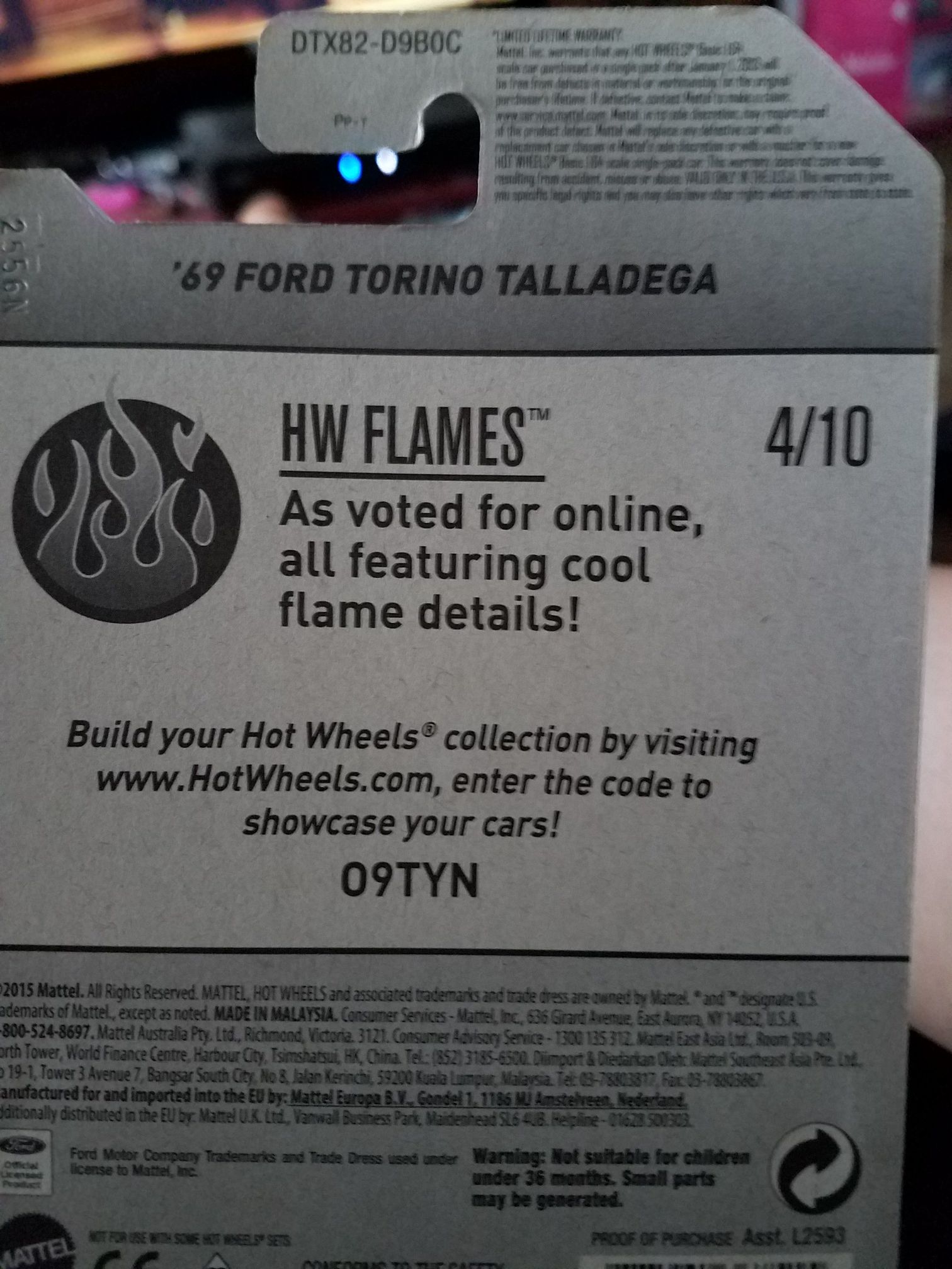 ’69 Ford Torino Talladega - ’17 HW Flames toy car collectible - Main Image 2