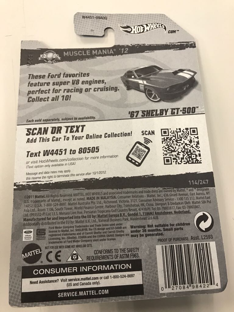 ’67 Shelby GT-500 - Muscle Mania Ford ’12 toy car collectible - Main Image 2
