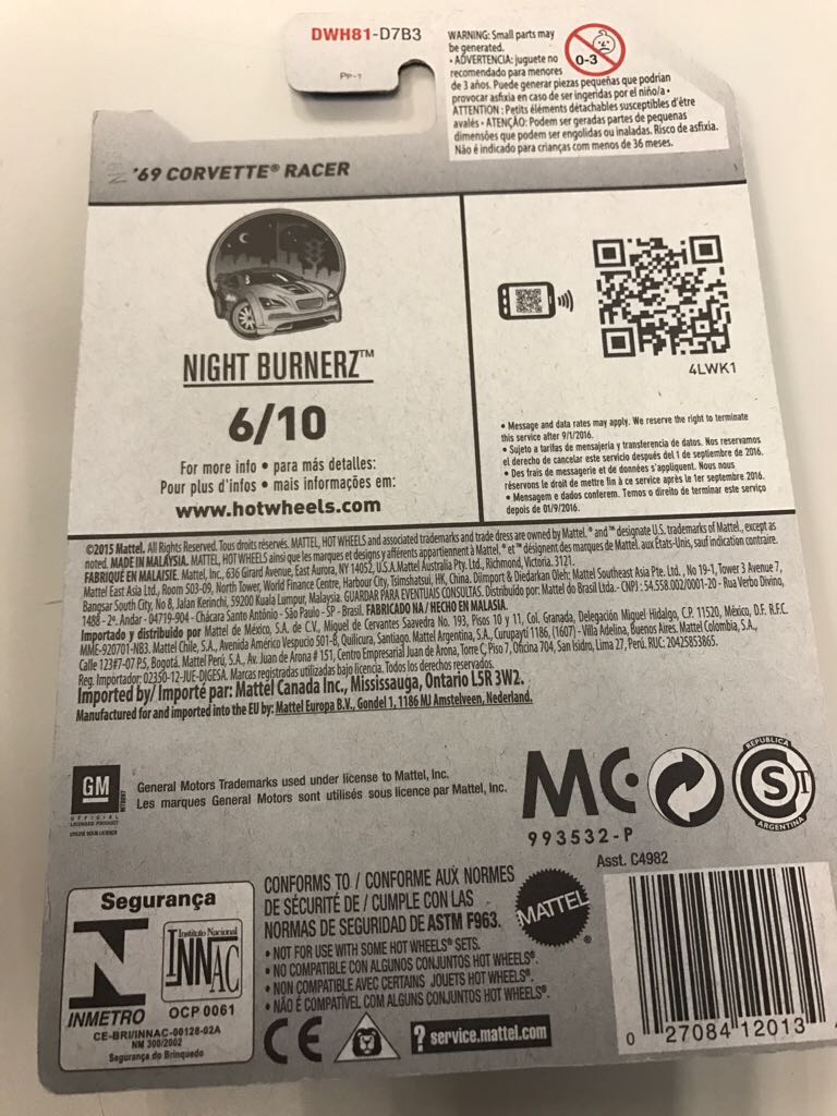 Corvette Racer, ’69 - Night Burnerz 2016 toy car collectible - Main Image 2